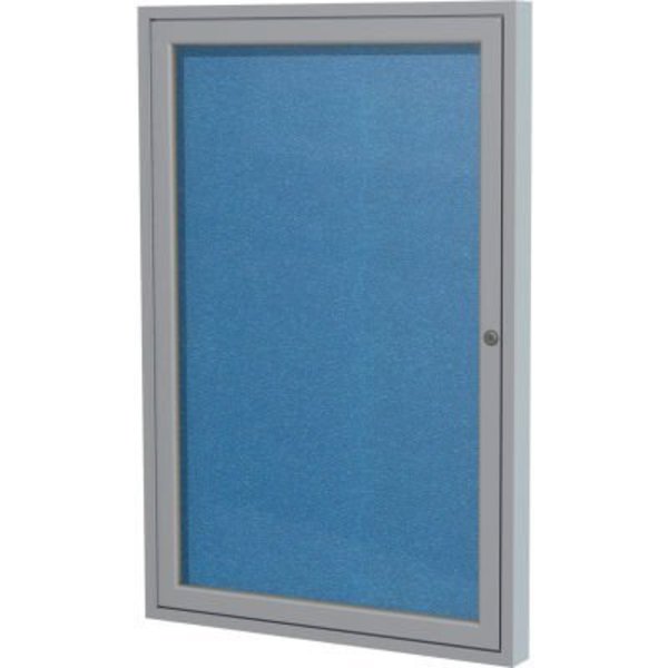 Ghent Ghent Enclosed Bulletin Board, Outdoor, 1 Door, 24"W x 36"H, Ocean Vinyl/Silver Frame PA13624VX-191